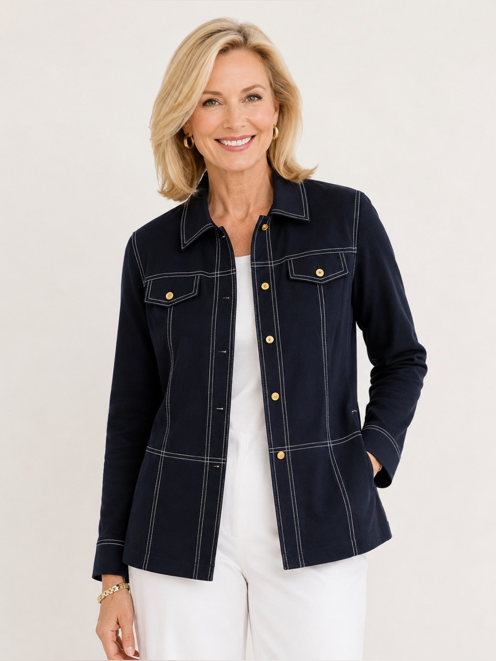 St. John Sport by Marie Gray tailored denim utility-style jacket